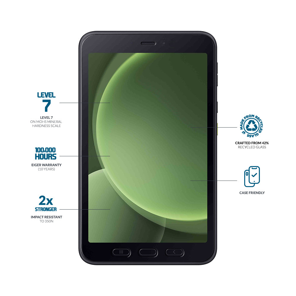 Eiger Mountain Glass CLEAR Tablet Screen Protector GRS for Samsung Galaxy Tab Active3 / Active5