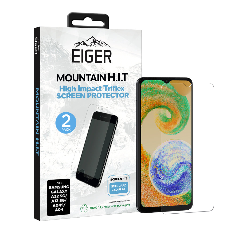 Eiger H.I.T Screen Protector (2 Pack) for Samsung A32 5G / A13 5G / A04s / A04