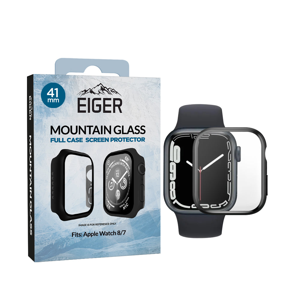 Eiger Mountain Glass Full Case for Apple Watch 9 / 8 / 7 41mm in Black