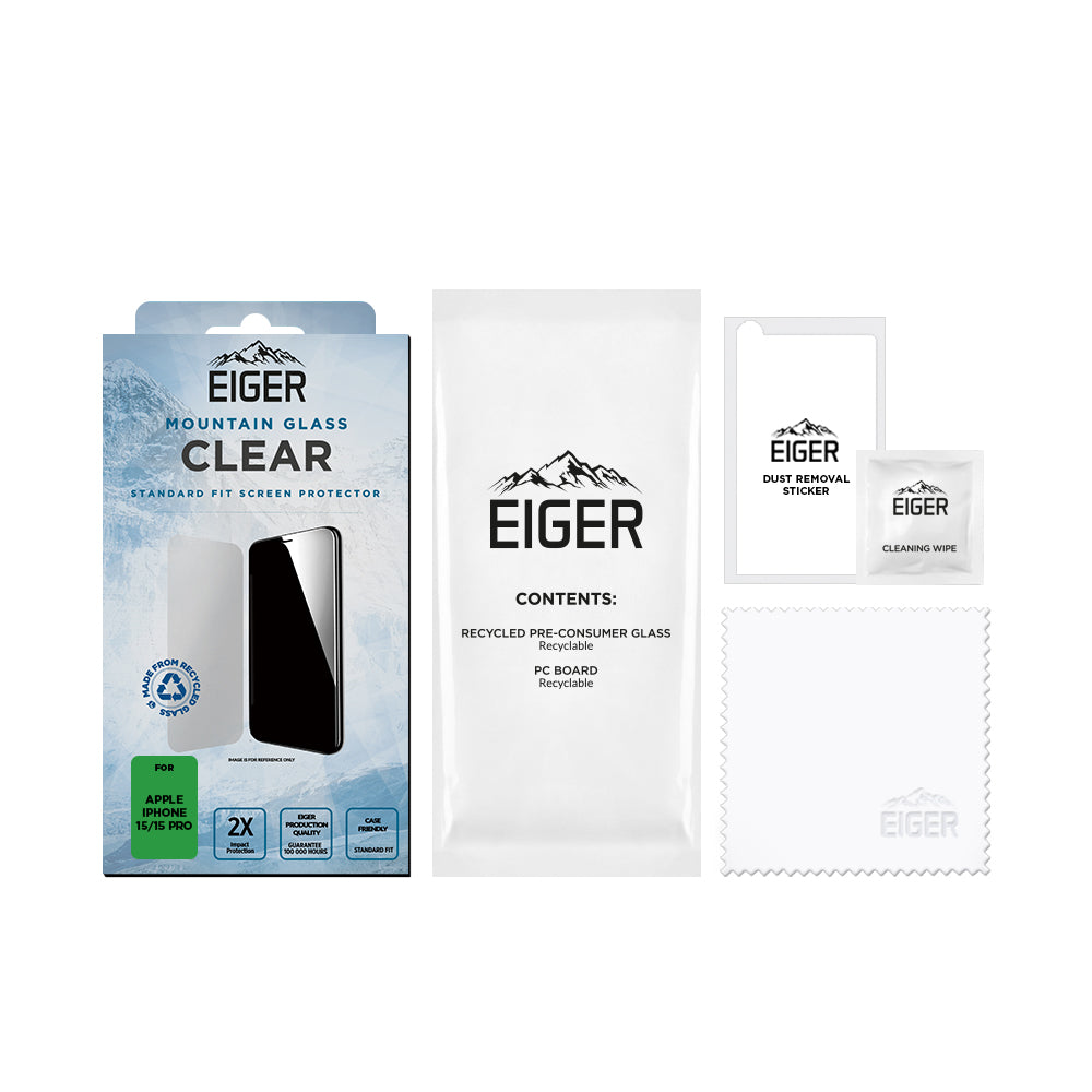 Eiger Mountain Glass CLEAR for Apple iPhone 15 / 15 Pro