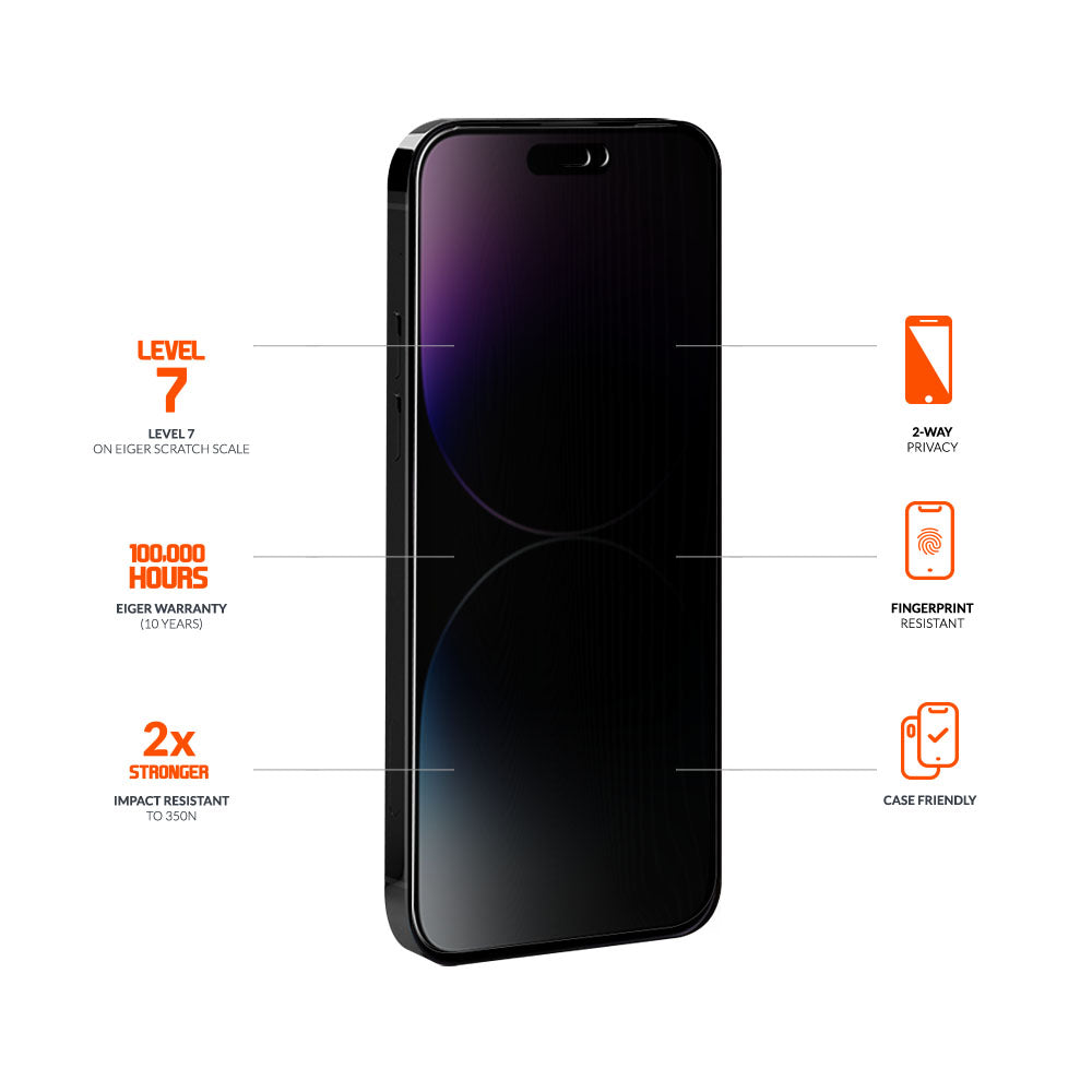 Eiger Mountain Black Privacy Screen Protector for Apple iPhone 16/15/15 Pro