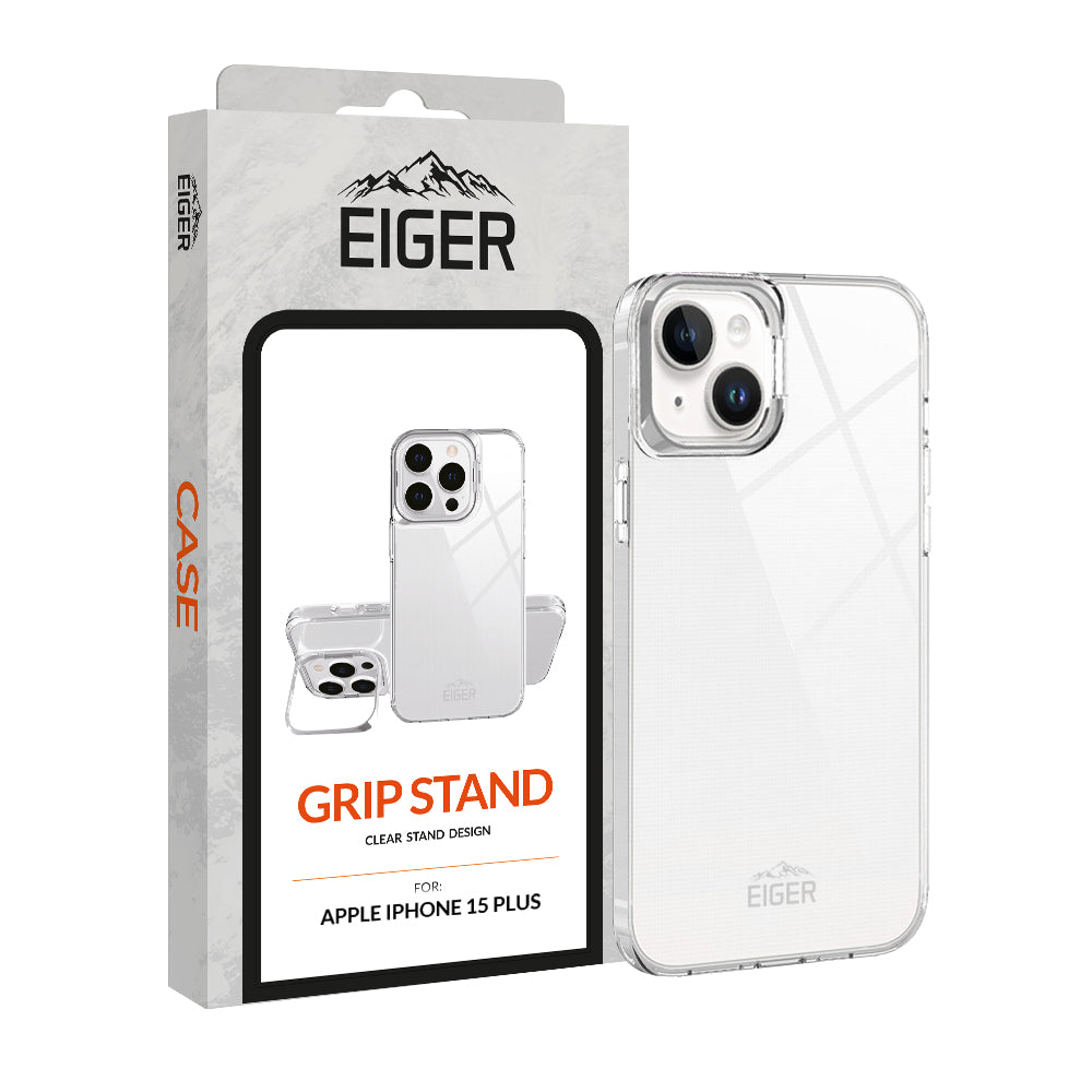 Eiger Grip Stand Case for Apple iPhone 15 Plus in Clear