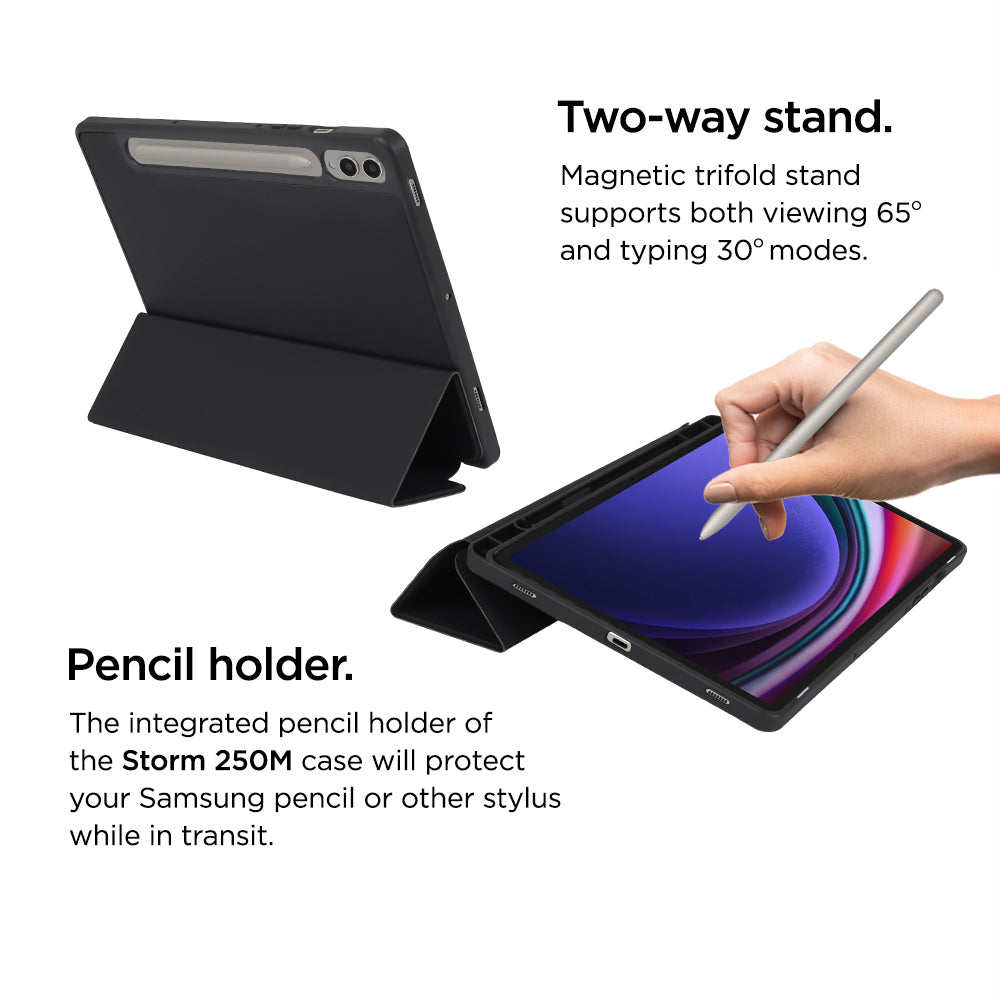 Eiger Storm 250m Stylus Case for Samsung Tab S9+ / S9 FE+ in Black in Retail Sleeve