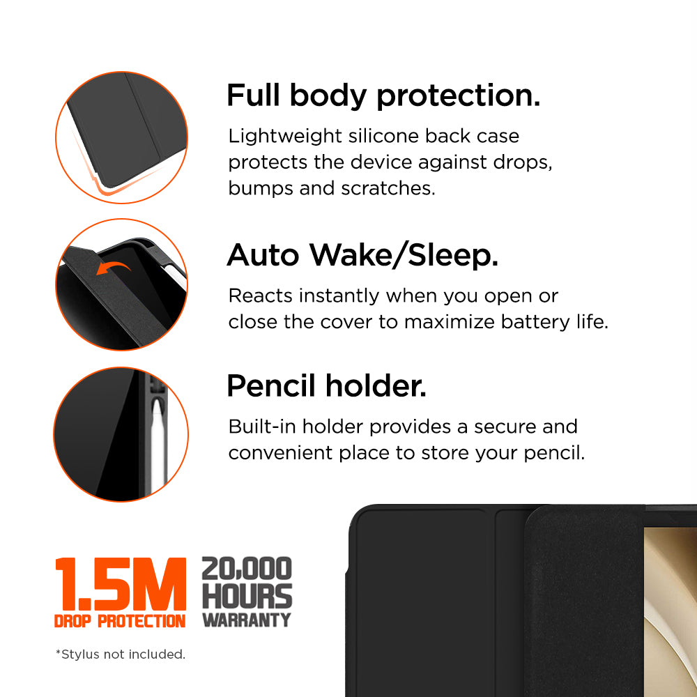 Eiger Storm 250m Stylus Case for Samsung Galaxy Tab A9+ 11 in Black in Retail Sleeve