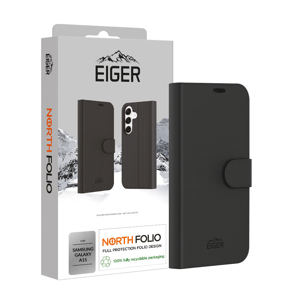 Eiger North Folio Case for Samsung A15 in Black