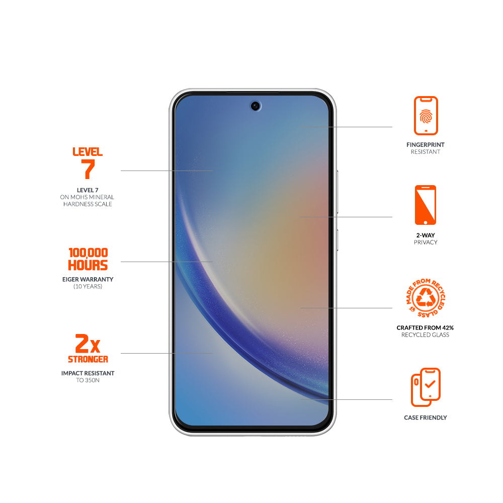 Eiger Mountain Glass BLACK Privacy Screen Protector for Samsung Galaxy A35 / A55