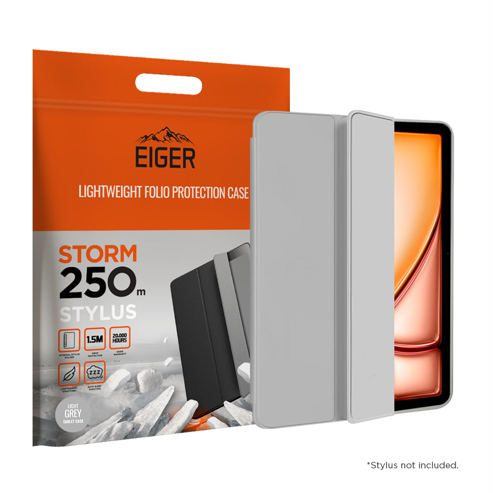 Eiger Storm 250m Stylus Case for Apple iPad Air 11 (2024)/ Air (2022) in Light Grey