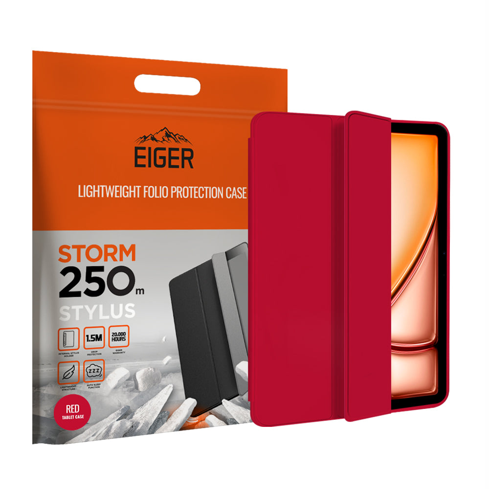 Eiger Storm 250m Stylus Case for Apple iPad Air 11 (2024)/ Air (2022) in Red