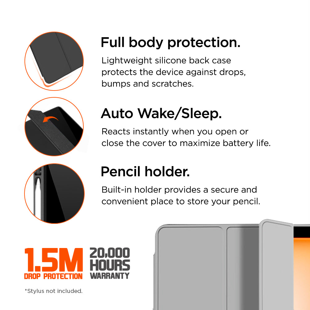 Eiger Storm 250m Stylus Case for Apple iPad Air 13 (2024)/ Pro 12.9 (2022)/(2021) in Light Grey