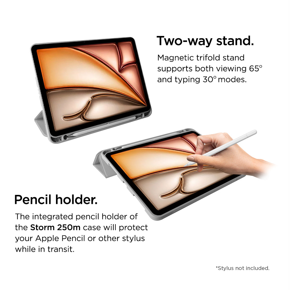Eiger Storm 250m Stylus Case for Apple iPad Air 13 (2024)/ Pro 12.9 (2022)/(2021) in Light Grey