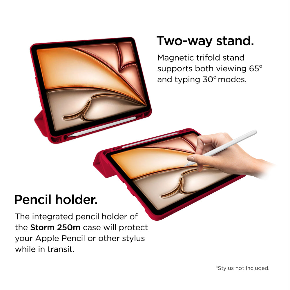 Eiger Storm 250m Stylus Case for Apple iPad Air 13 (2024)/ Pro 12.9 (2022)/(2021) in Red