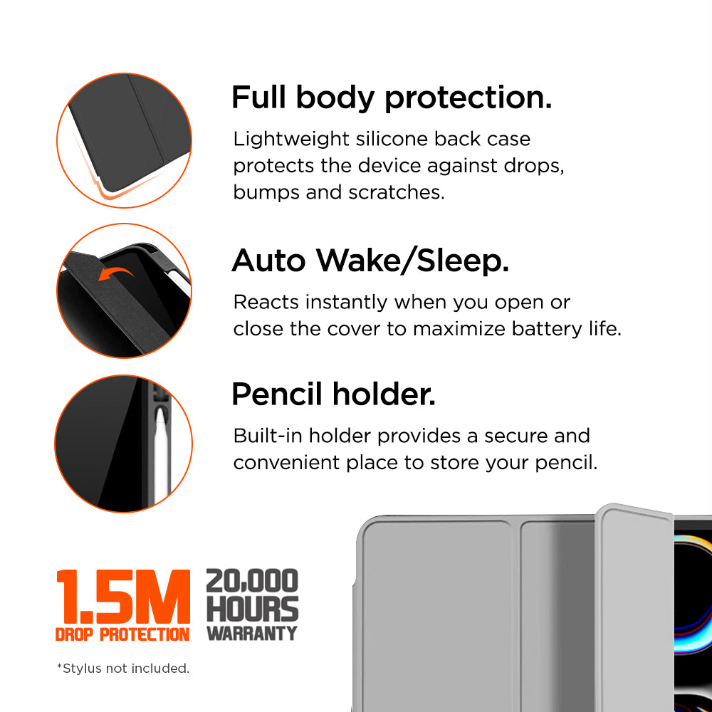 Eiger Storm 250m Stylus Case for Apple iPad Pro 11 (2024) in Light Grey