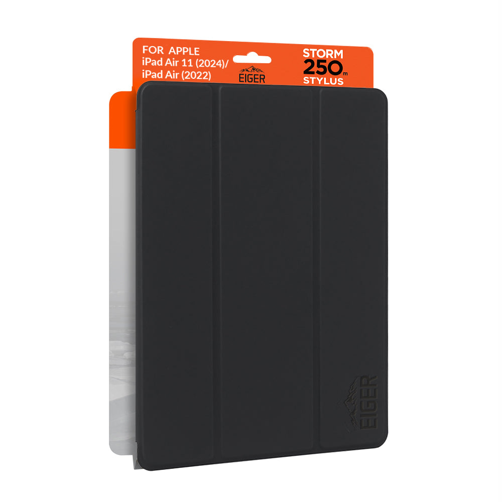 Eiger Storm 250m Stylus Case for Apple iPad Air 11 (2024)/Air (2022) in Black in Retail Sleeve