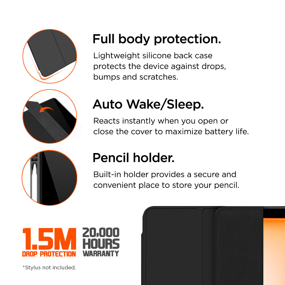 Eiger Storm 250m Stylus Case for Apple iPad Air 11 (2024)/Air (2022) in Black in Retail Sleeve