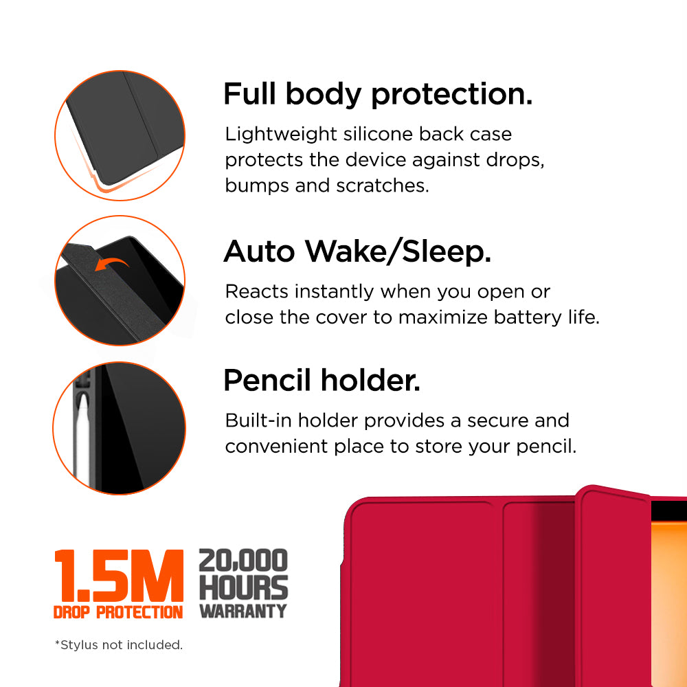 Eiger Storm 250m Stylus Case for Apple iPad Air 11 (2024)/ Air (2022) in Red in Retail Sleeve