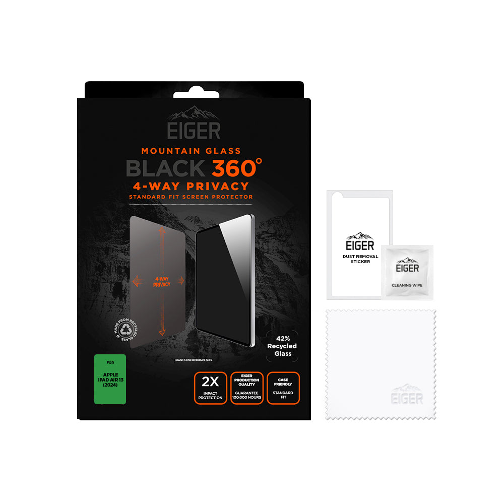 Eiger Mountain Black Privacy 360 Tablet Screen Protector GRS for iPad Air 13 (2025) / (2024)