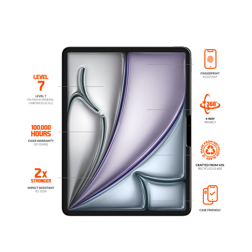Eiger Mountain Black Privacy 360 Tablet Screen Protector GRS for iPad Air 13 (2025) / (2024)
