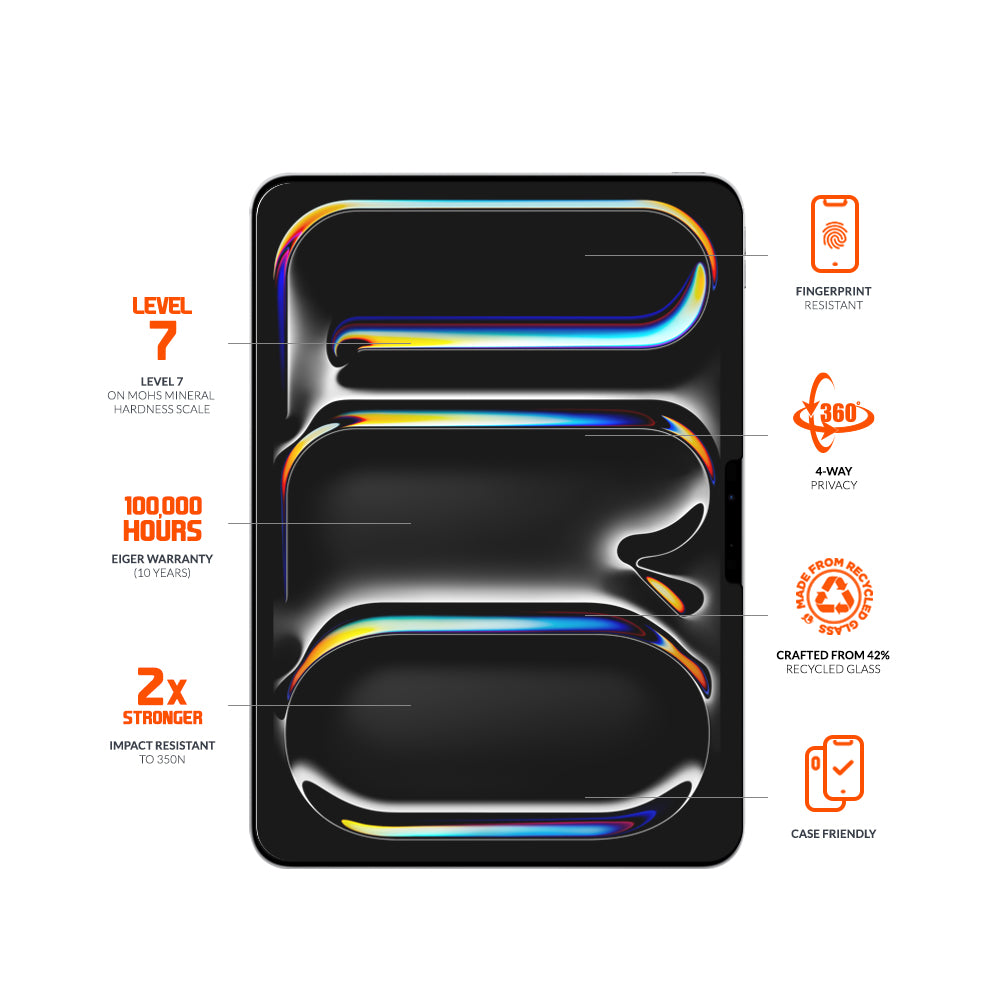 Eiger Mountain Black Privacy 360 Tablet Screen Protector for Apple iPad Pro 11 (2025) / (2024)