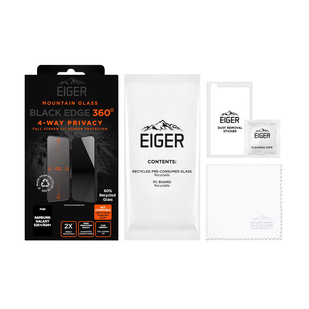 Eiger Mountain Black Privacy EDGE 360 Screen Protector for Samsung Galaxy S25+/ S24+
