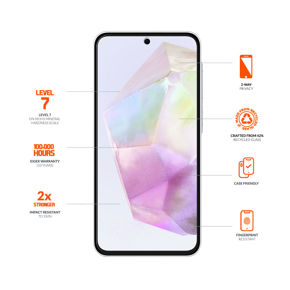 Eiger Mountain Glass BLACK Privacy Screen Protector for Samsung A36 / A56 / S24 FE
