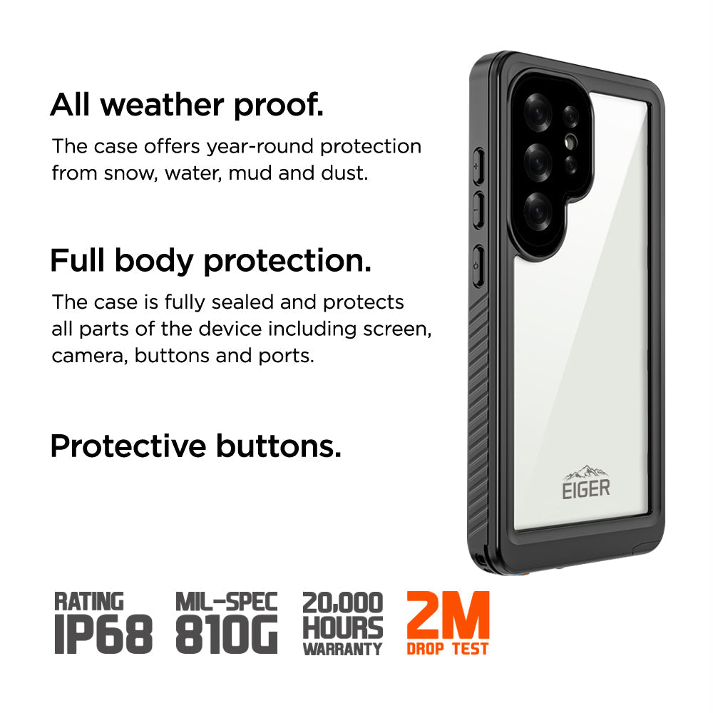 Eiger Avalanche Case & Screen Protector for Samsung Galaxy S25 Ultra in Black