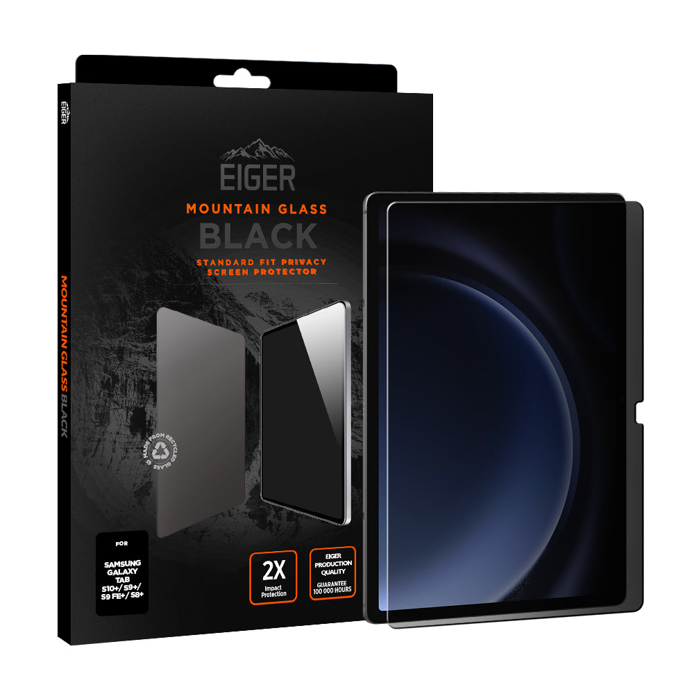 Eiger Mountain Black Privacy Tablet Screen Protector for Samsung Galaxy Tab S10+/ S9+/ S9 FE+/ S8+