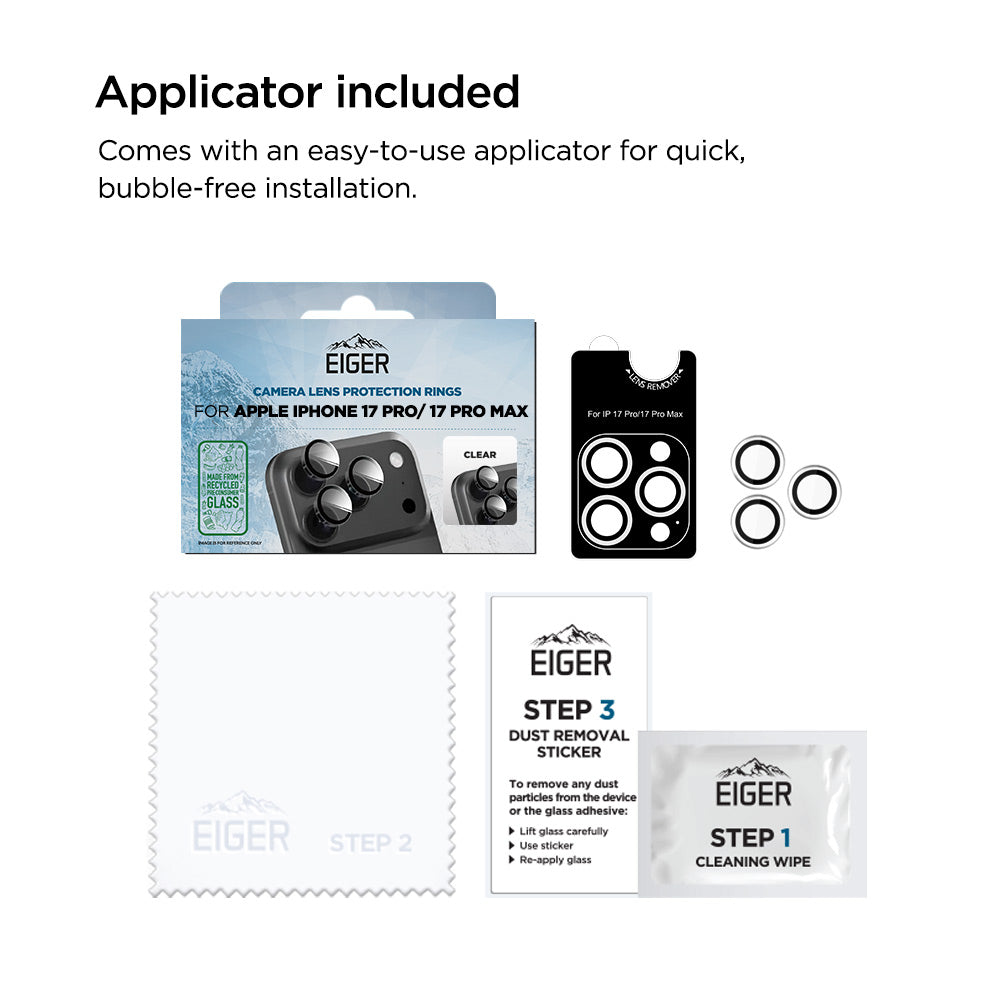 Eiger Mountain Glass LENS RING GRS for Apple iPhone 17 Pro/ 17 Pro Max in Clear