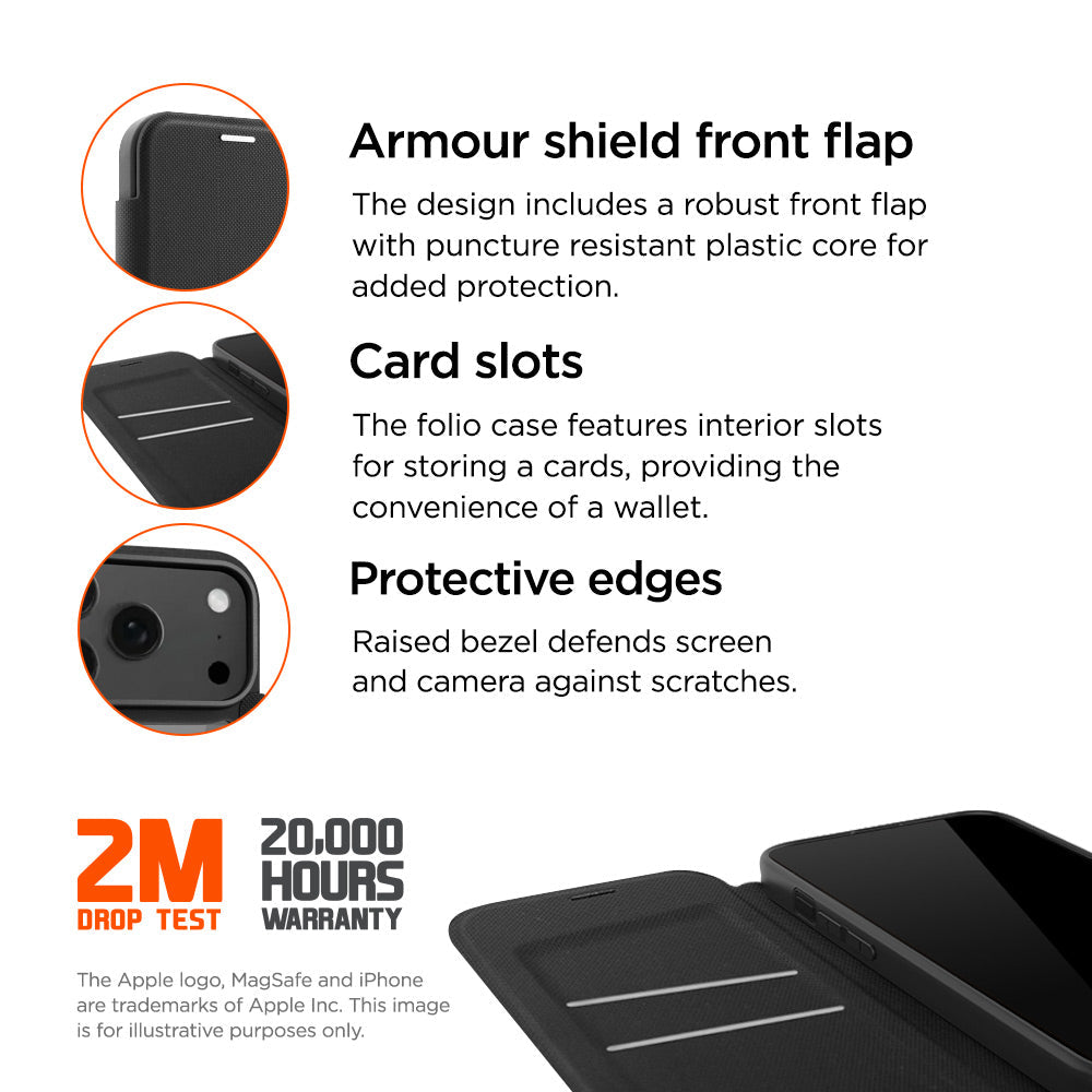 Eiger North Folio Magsafe Case for Apple iPhone 17 Pro in Black