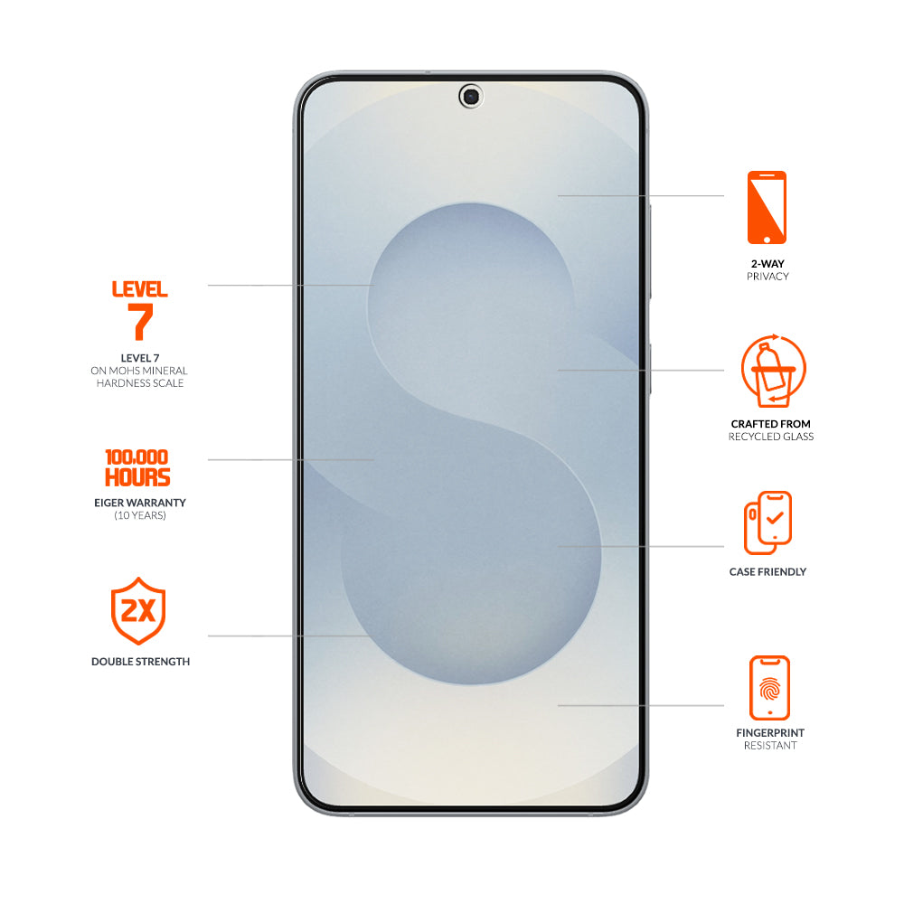 Eiger Mountain Black Privacy Screen Protector for Samsung Galaxy S25 FE
