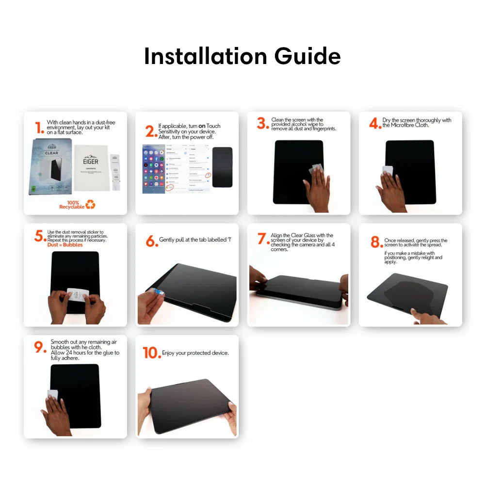 Eiger Mountain Glass CLEAR Tablet Screen Protector GRS for Samsung Galaxy Tab Active3 / Active5