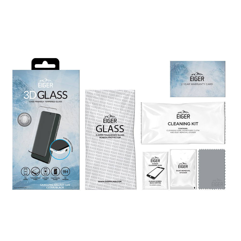 Eiger Mountain Glass 3D Case Friendly Screen Protector for Samsung Galaxy S20