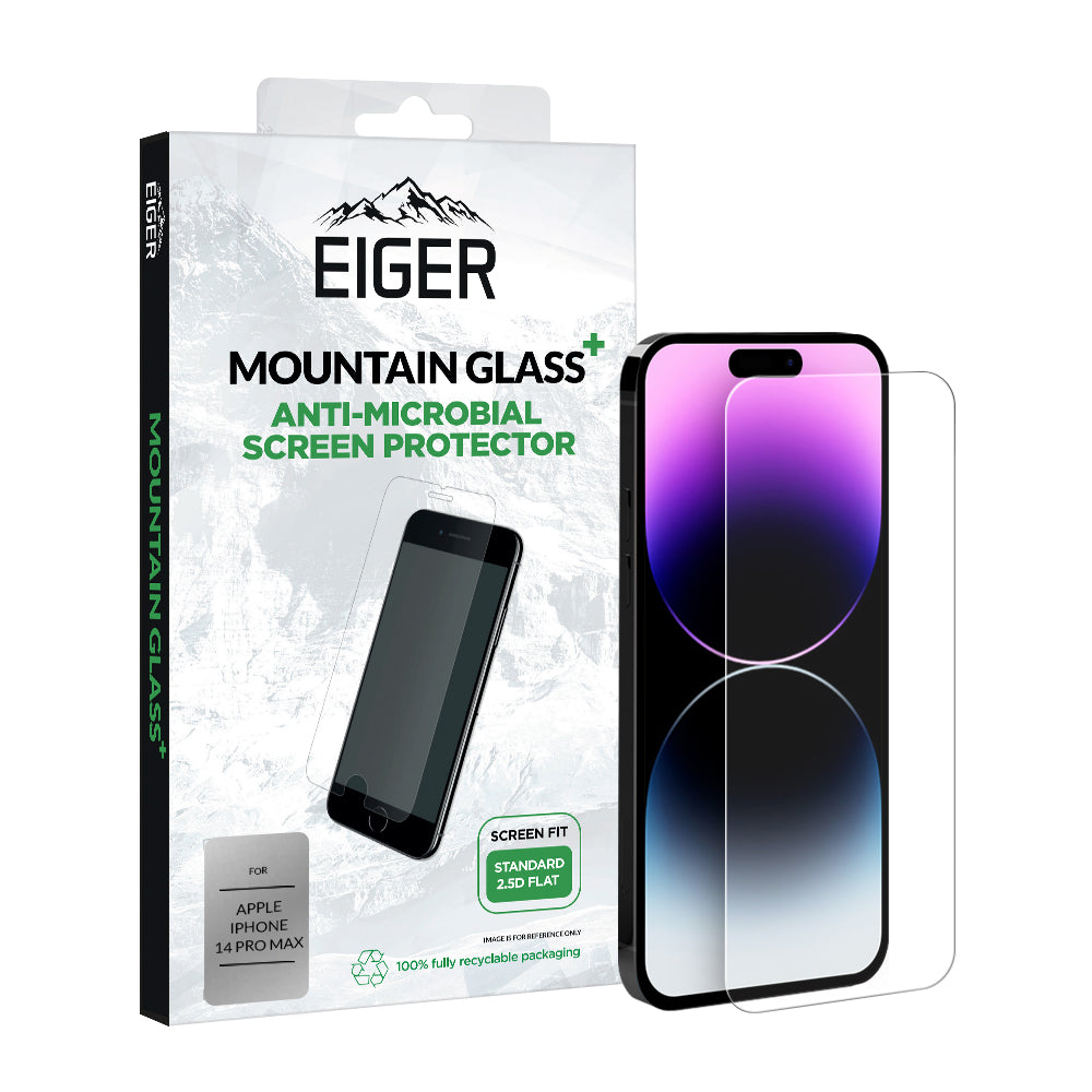Eiger Mountain Glass+ 2.5D Anti-Microbial Screen Protector for Apple iPhone 14 Pro Max