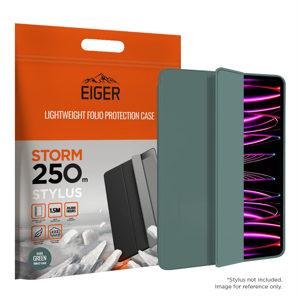 Eiger Storm 250m Stylus Case for Apple iPad Pro 12.9 (2021) / (2022) in Dark Green