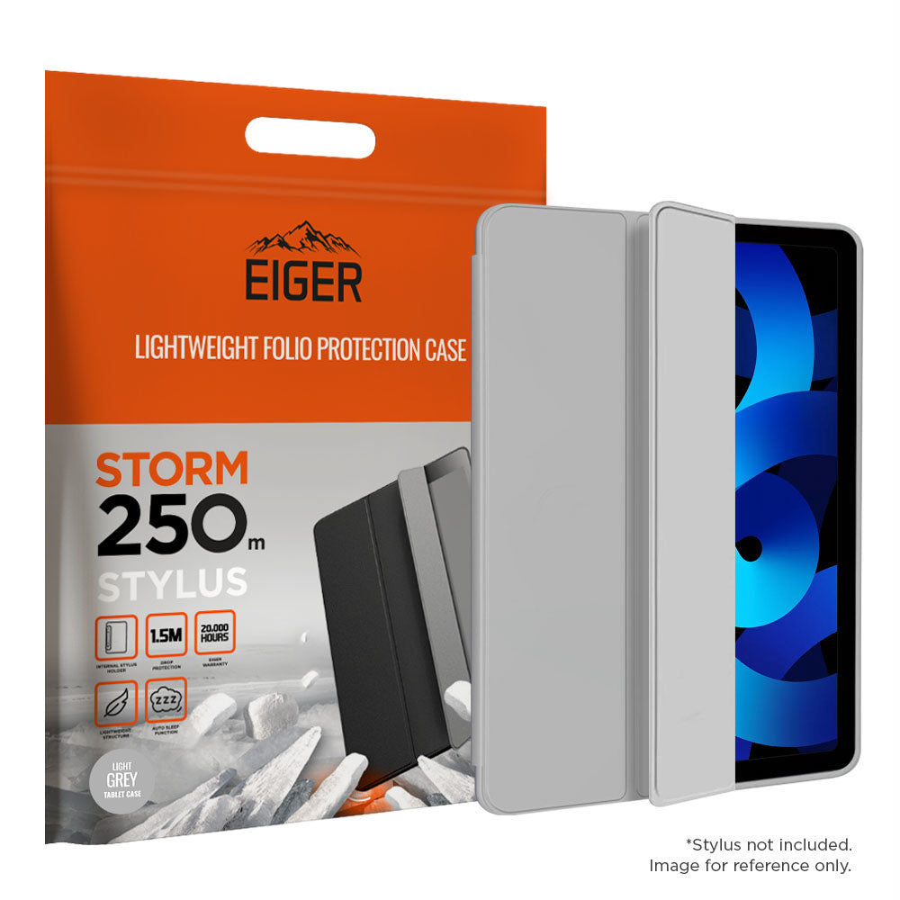 Eiger Storm 250m Stylus Case for Apple iPad Air (2022) in Light Grey