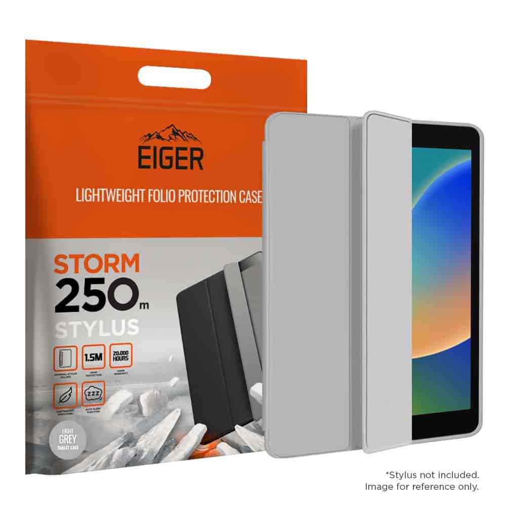 Eiger Storm 250m Stylus Case for Apple iPad 10.2 (9th Gen) in Light Grey