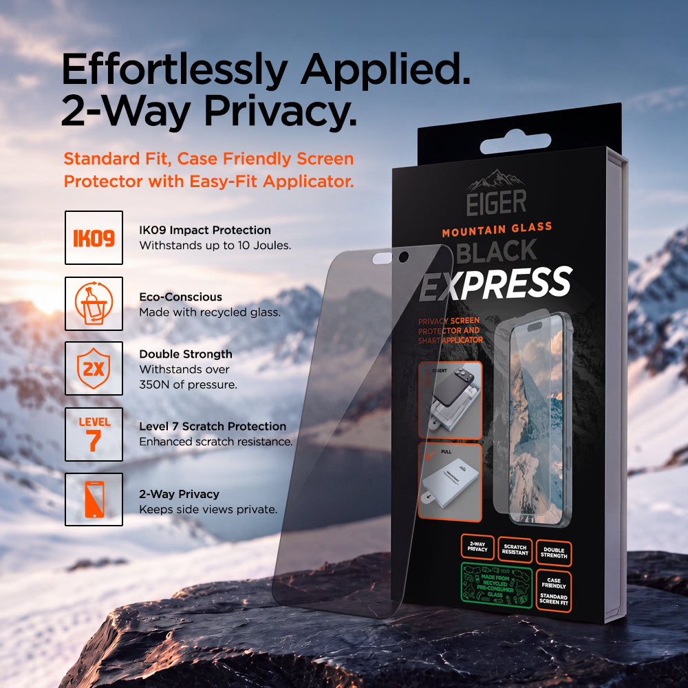 Eiger Mountain Glass Black EXPRESS Privacy Screen Protector