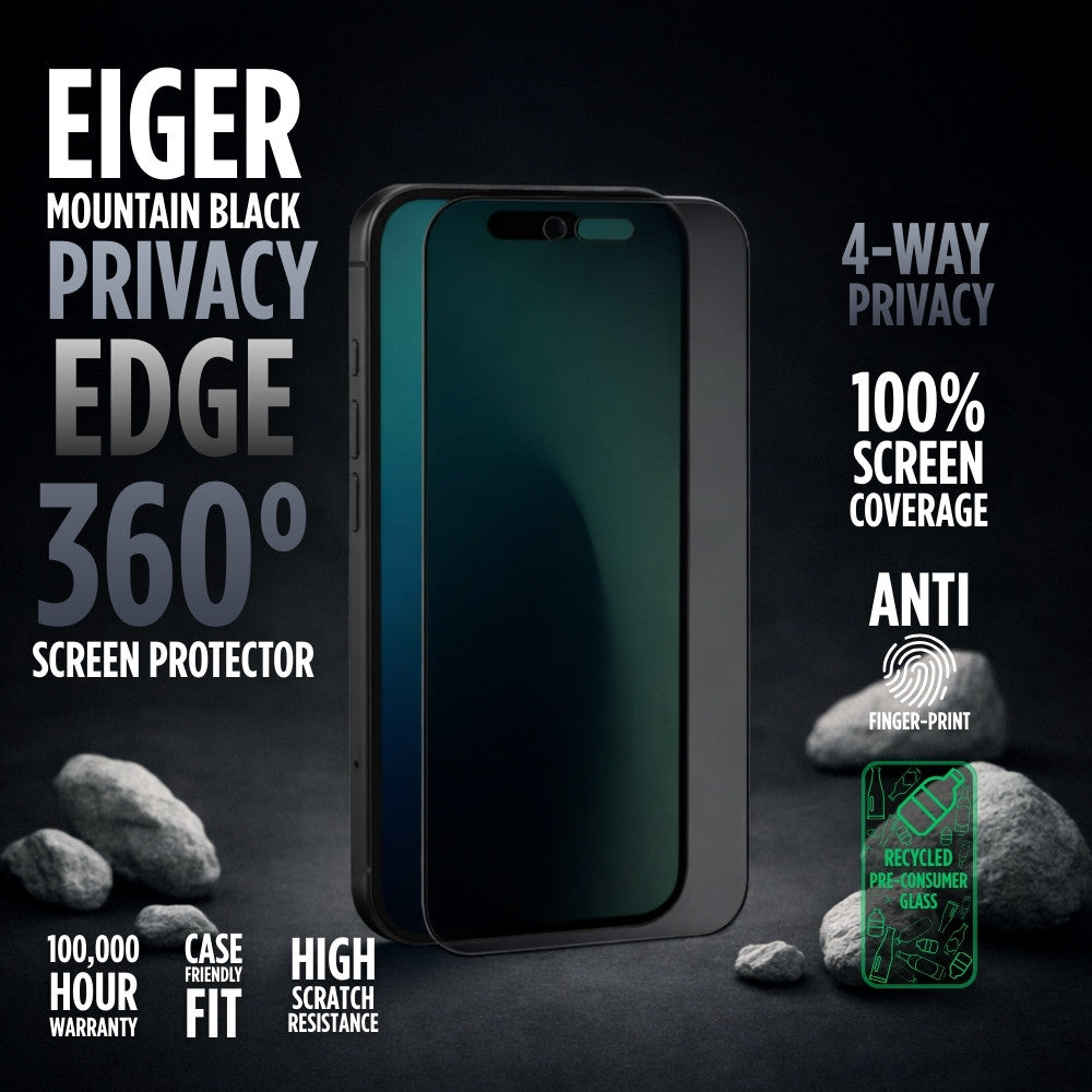 Eiger Mountain Glass Black Privacy EDGE 360 Screen Protector