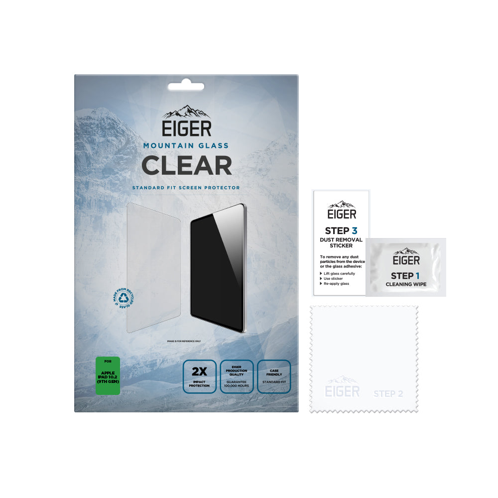 Eiger Mountain Glass CLEAR Tablet Screen Protector GRS for Apple iPad 10.2 (9th Gen)