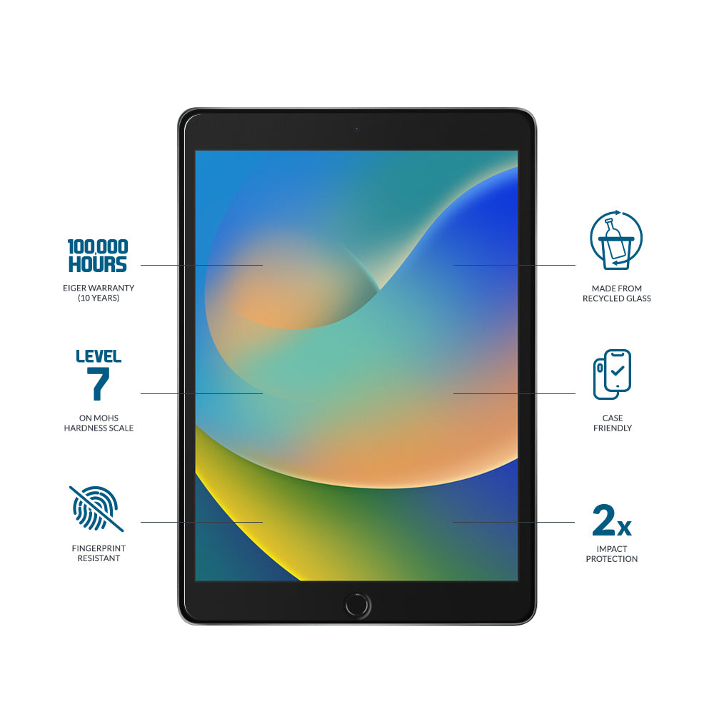 Eiger Mountain Glass CLEAR Screen Protector for Apple iPad 10.2 (9th Gen)