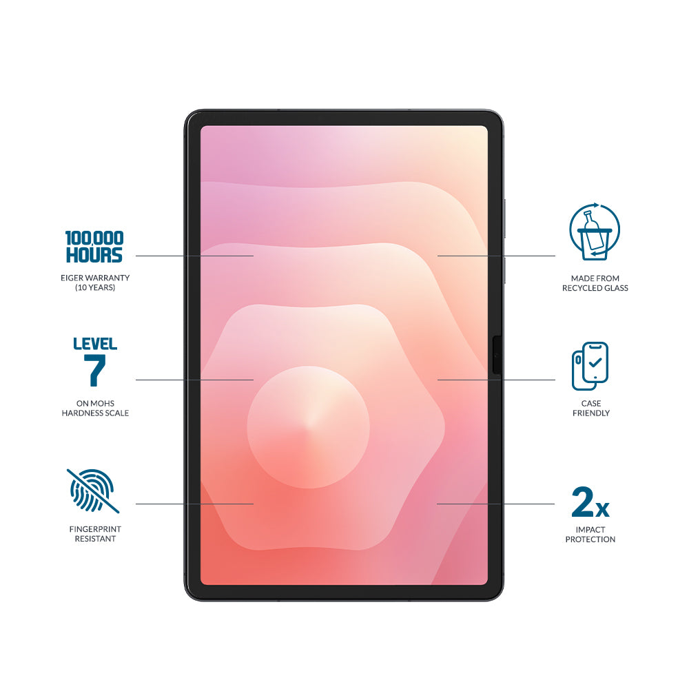 Eiger Mountain Glass CLEAR Tablet Screen Protector GRS for Samsung Galaxy Tab S11/ S10 Lite/ S10 FE/ S9 FE/ S9