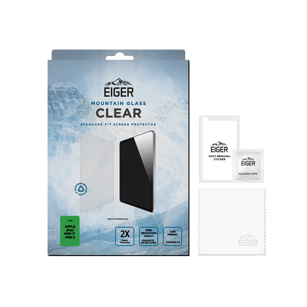 Eiger Mountain Glass CLEAR Tablet Screen Protector for Apple iPad Mini 7/ Mini 6