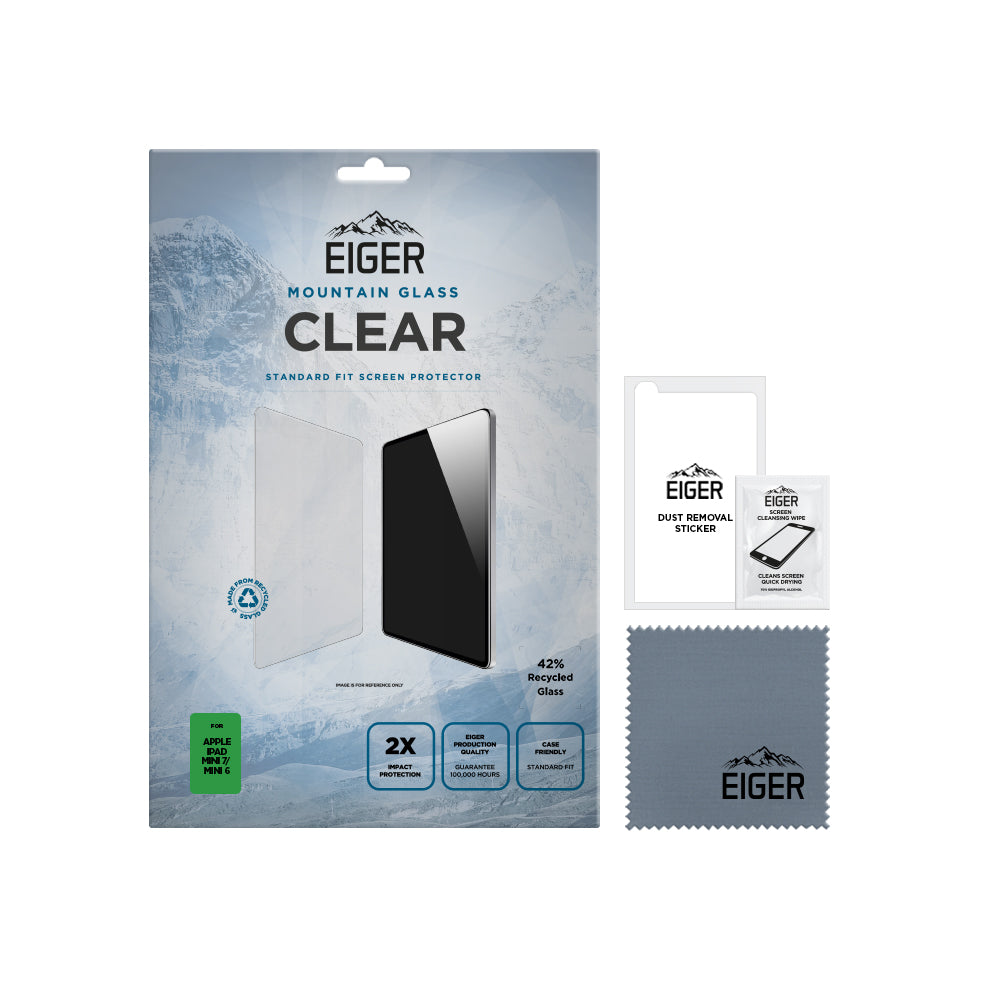 Eiger Mountain Glass CLEAR Tablet Screen Protector for Apple iPad Mini 7/ Mini 6