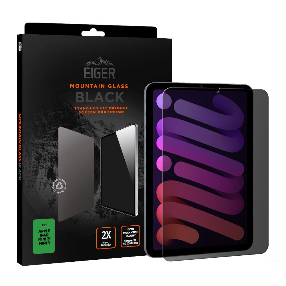 Eiger Mountain Glass Black Privacy Screen Protector for Apple iPad Mini 7/ Mini 6