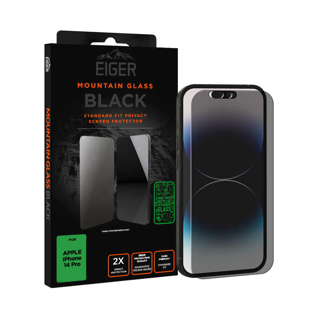 Eiger Mountain Black Privacy GRS Screen Protector for Apple iPhone 14 Pro