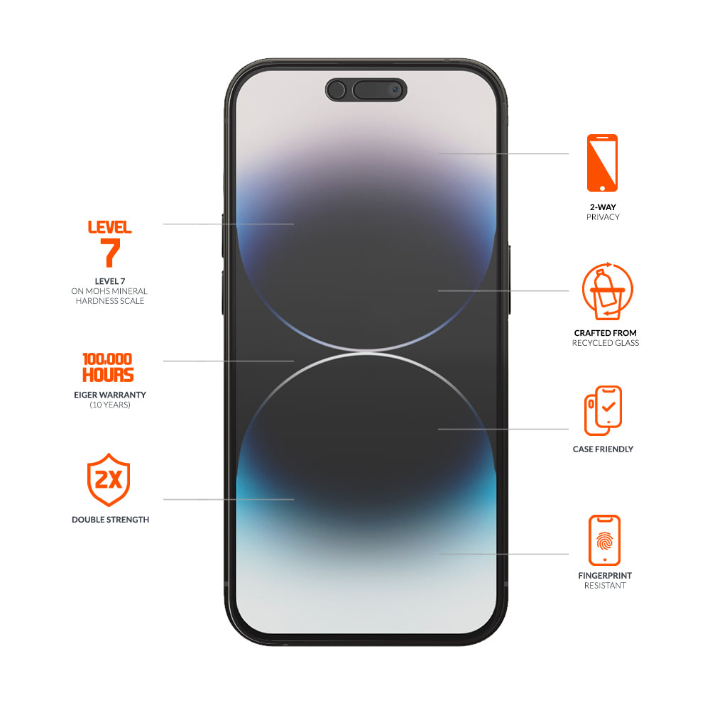 Eiger Mountain Black Privacy GRS Screen Protector for Apple iPhone 14 Pro