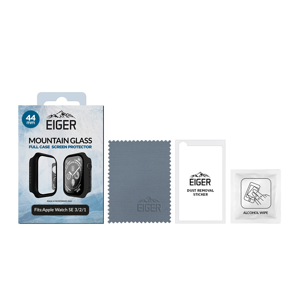 Eiger Mountain Glass Full Case for Apple Watch SE 3/ 2/ 1 44mm in Black
