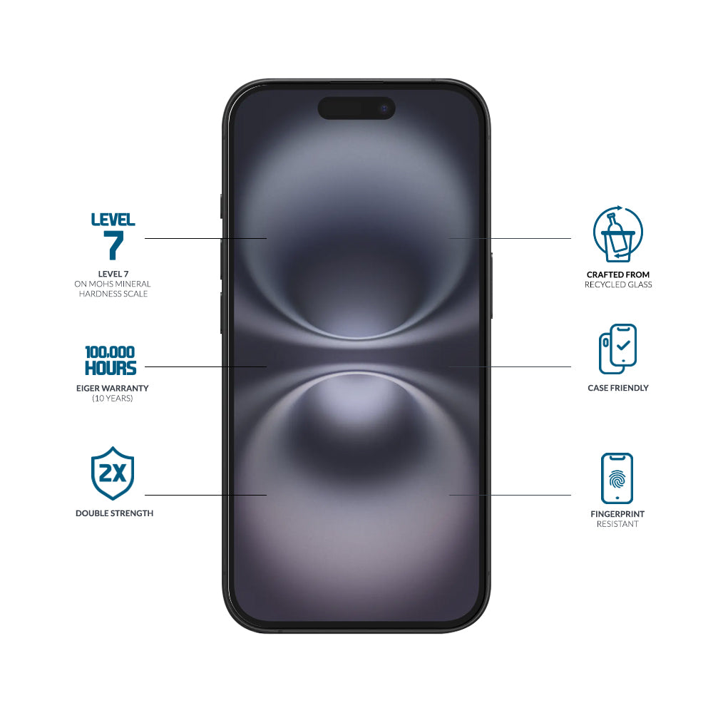 Eiger Mountain Glass CLEAR Screen Protector for Apple iPhone 16/15/15 Pro