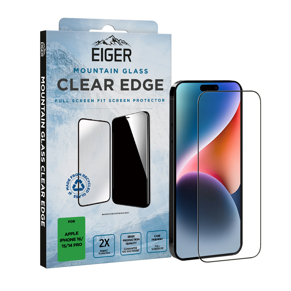 Eiger Mountain Glass CLEAR EDGE Screen Protector for iPhone 16/ 15/ 14 Pro