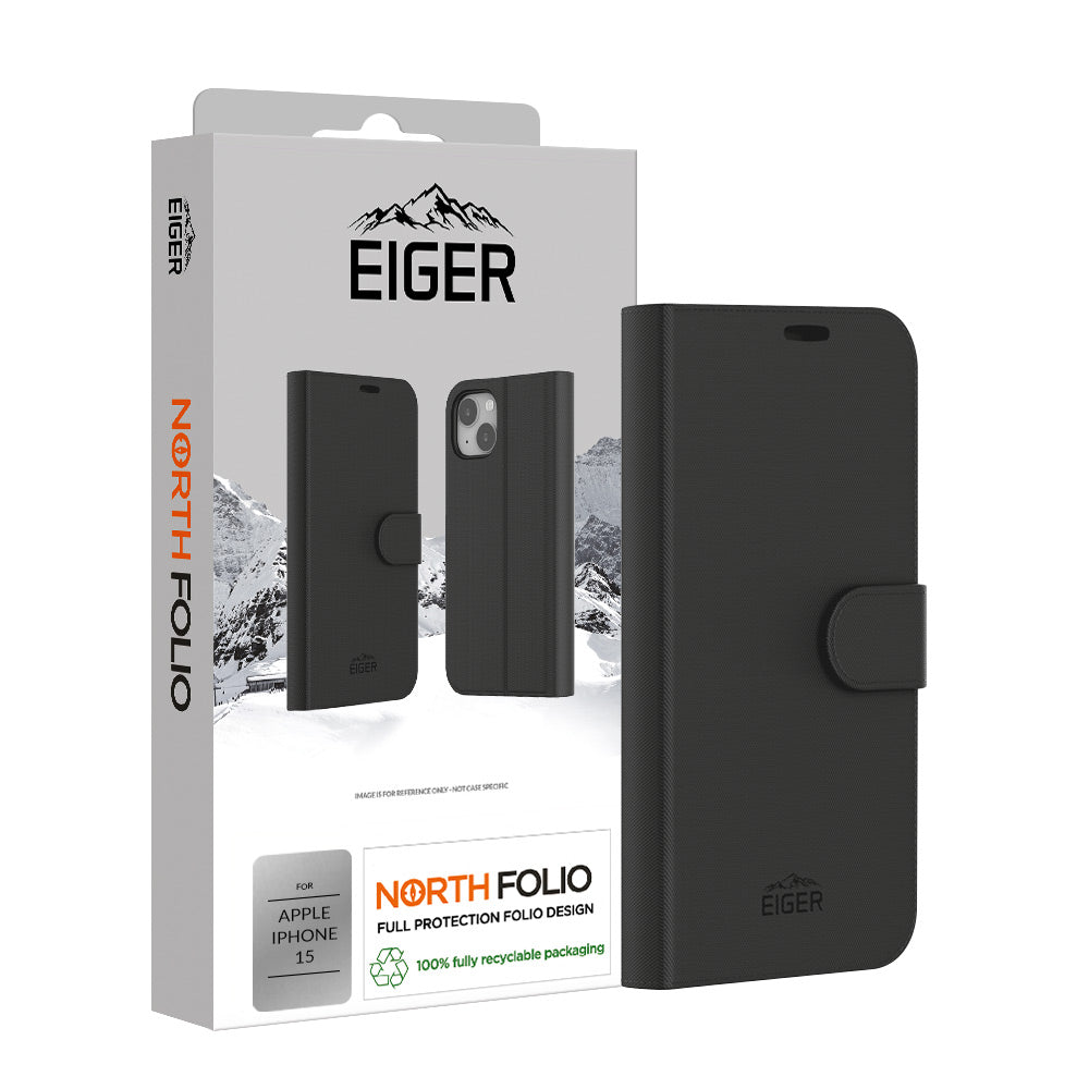 Eiger North Folio Case for Apple iPhone 15 in Black