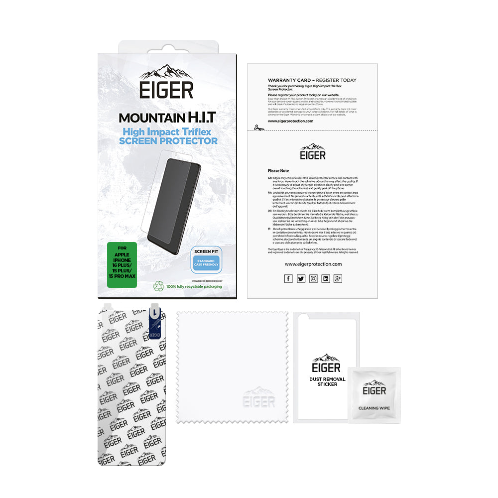 Eiger Mountain H.I.T Screen Protector for iPhone 16 Plus/15 Plus/15 Pro Max